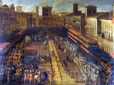 Bovetejouren på Piazza Navona (Rom) den 25/02/1634. av Italian School
