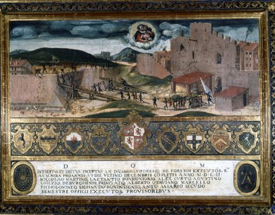 Invånarna i Siena förstörde fästningen som byggdes av Karl V:s spanjorer 1552. av Italian School