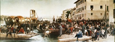 Alpjägarnas landstigning i Sesto Calende 1848 av Italian School