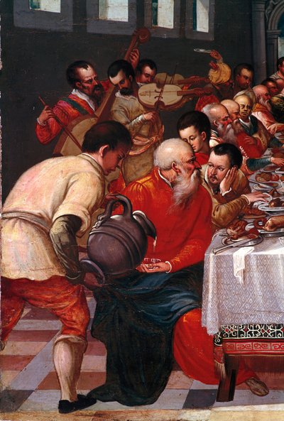 Bröllopet av Cana Detail. Anonym målning av den venetianska skolan. 1500-talet sön. 85x118 cm vene, Correr museum av Italian School