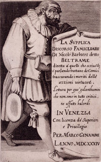 Titelsidan för "Petition" av Niccolo Barbieri, Venedig av Italian School