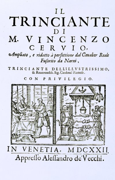 Titelsida på en italiensk kokbok, pub. Venedig, 1622 av Italian School