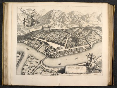 Vy över Aosta, Piemonte, Italien av Italian School