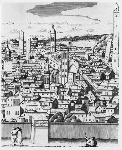 Utsikt över Bologna (gravyr) av Italian School