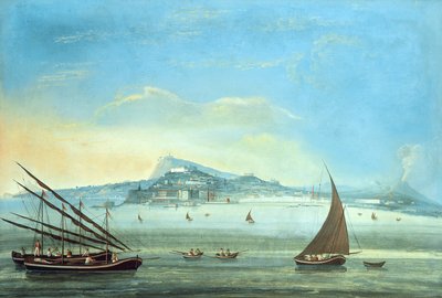 Utsikt över Neapel (gouache på panel) (se även 207963, 207965, 207966) av Italian School