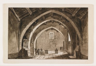 Utsikt över en kyrka interiör, tidigt 1800-tal (penna & brunt bläck & tvätta över svart krita) av Italian School