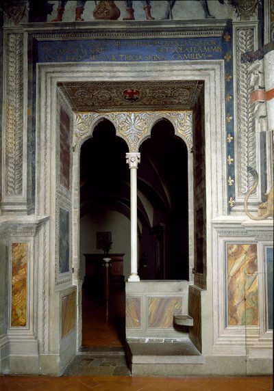 Utsikt över ett fönster i Hall of Lilies byggd 1299-1314 av Italian School