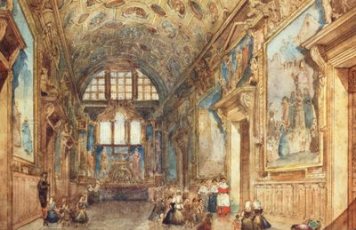 Utsikt över ett interiör av Dogespalatset i Venedig, ca. 1840 (wc på veläng) av Italian School