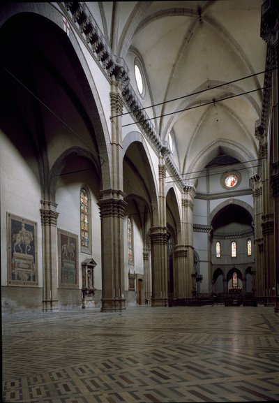Utsikt över det inre av katedralen i Florens (Duomo Santa Maria del Fiore). 1300-1400-talet, Florens, Italien av Italian School