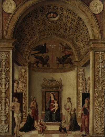 Jungfru och barn på tronen, c.1500-20 av Italian School