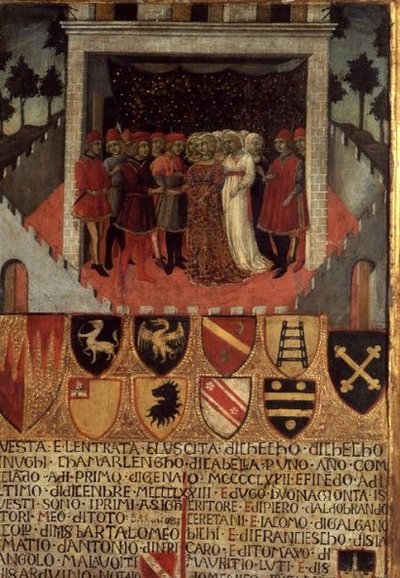 Bröllopsfest, Sienese, c.1400 av Italian School