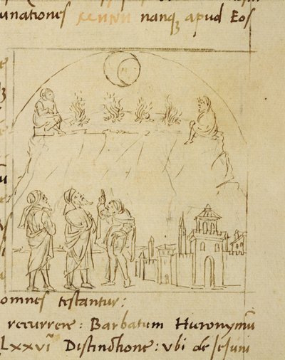 Ms.LAT.446 fol.2v Visarna studerar stjärnornas rörelser för att fastställa det exakta datumet för påsken, från Ortopascha av Pilgrim Priscian av Italian School Italian School