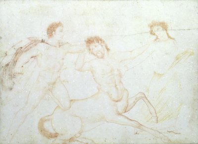 En kentaurs död, möjligen Eurytus och Pirithous, Herculaneum (enkaustisk färg på marmor) av Italian School Italian School