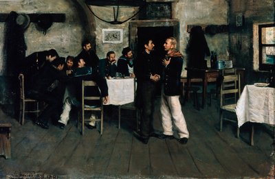 Möte av Giuseppe Garibaldi (1807-1882) och Giovanni Battista Cuneo (1809-1875) vid Taganrog, hamnen vid Svarta havet 1833, av Italo Nunes Vais (1860-1932) av Italo Nunes Vais