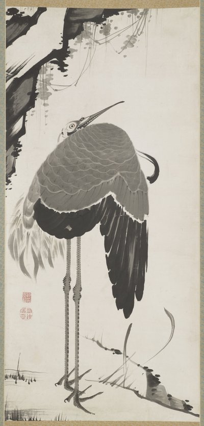 Tranor, en i ett par, Hanging Scroll, Edo Period (bläck på papper) av Ito Jakuchu