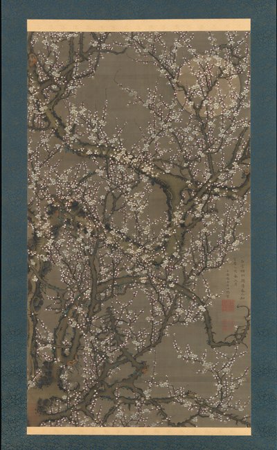Vita plommonblomningar och måne, 1755. av Ito Jakuchu