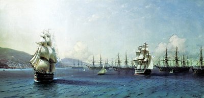 Svartahavsflottan i Theodosiabukten, strax före Krimkriget av Ivan Aivazovsky