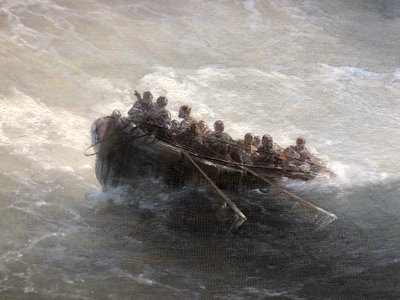 Fragment båt med människor av Ivan Aivazovsky