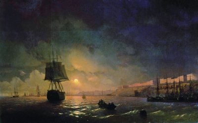 Ryska: "Utsikt över Odessa i månsken natt" Odessa i månsken av Ivan Aivazovsky