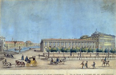 Anichkovpalatset i Sankt Petersburg. Verk av Ivan Alexeyevich Ivanov (1779-1848), gravyr och akvarell av Ivan Alekseevich Ivanov
