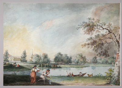Dammarna före greve Alexei Kirillovich Razumovskys stadsgods i Moskva, tidigt 1800-tal av Ivan Alexeyevich Ivanov