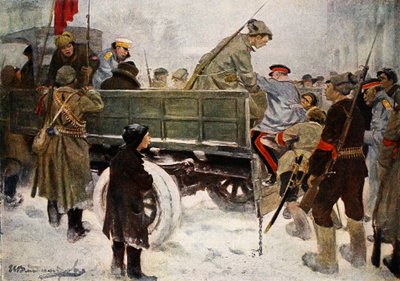 Att arrestera generaler under revolutionen i februari 1917 (färg litho) av Ivan Alexeyevich Vladimirov