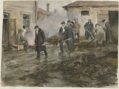 Borgerlighet som städar stallet från serien av akvareller ryska revolutionen, 1920 av Ivan Alexeyevich Vladimirov