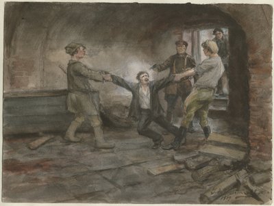 Man som hålls fängslad och avrättad från serien av akvareller ryska revolutionen, 1919 av Ivan Alexeyevich Vladimirov