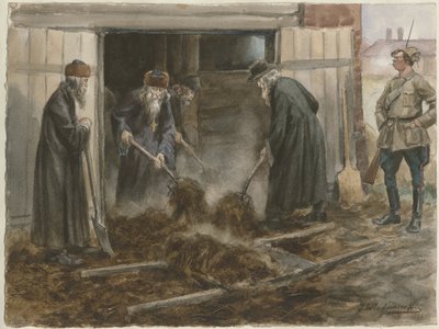 Ryska präster skottar hö: september 1918 från serien av akvareller Ryska revolutionen, 19 av Ivan Alexeyevich Vladimirov