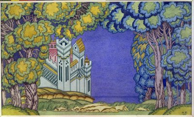 Operadekor för "Sagan om tsaren Saltan", Island Buyan av Nicholas Rimsky Korsakov (Rimsky-Korsakov) (1844-1908) av Ivan Yakovlevich Bilibin