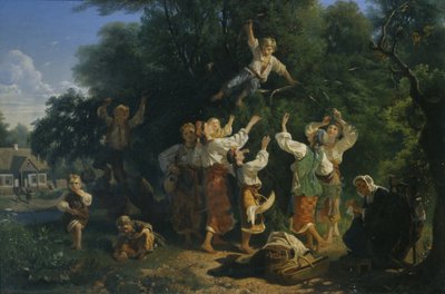 Körsbärsskörd i en markägares fruktträdgård i Ukraina, 1858 av Ivan Ivanovich Sokolov