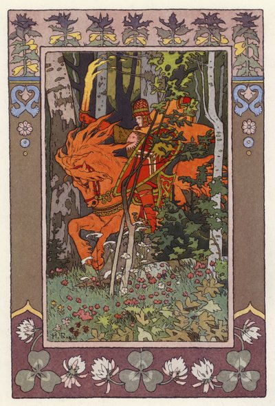 Illustration för Vassilisa The Beautiful (färg litho) av Ivan Yakovlevich Bilibin