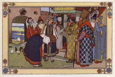 Illustration för Vassilisa The Beautiful av Ivan Yakovlevich Bilibin
