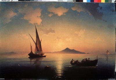 La baie de Naples (Neapelbukten) (Italien). Peinture av Ivan Konstantinovich Aivazosky (Ivan Konstantinovitch Aivazovski av Ivan Konstantinovich Aivazosky