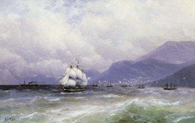 Ett kustlandskap med frakt utanför Trebizond, 1888 av Ivan Konstantinovich Aivazovsky