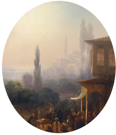 En marknadsscen i Konstantinopel, med Hagia Sofia bortom, 1860 av Ivan Konstantinovich Aivazovsky