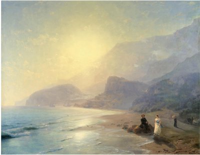 Alexander Pushkin och prinsessan Maria Raevskaya nära Gurzuf, 1886 av Ivan Konstantinovich Aivazovsky