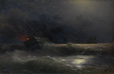 Brinnande skepp Ett avsnitt av det rysk-turkiska kriget, 1896 av Ivan Konstantinovich Aivazovsky