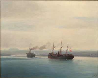 Erövring av det turkiska truppskeppet Mersina av ångbåten Ryssland den 13 december 1877, 1877 av Ivan Konstantinovich Aivazovsky