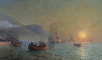 Christopher Columbus seglade från Palos, 1892 av Ivan Konstantinovich Aivazovsky