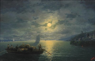 Korsar floden Dnepr vid månbelyst natt, 1897 av Ivan Konstantinovich Aivazovsky