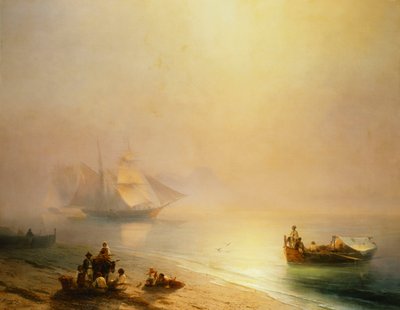 Fiskare vid havet, Neapelbukten, 1873 av Ivan Konstantinovich Aivazovsky