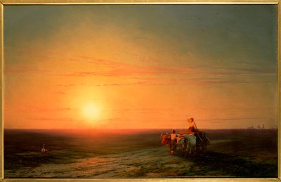 Bönder som återvänder från fälten vid solnedgången, 1800-talet av Ivan Konstantinovich Aivazovsky
