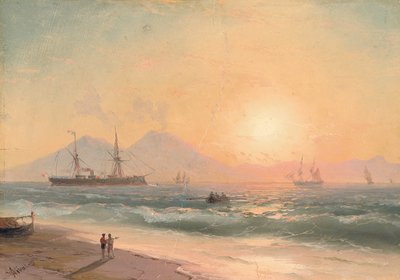 Tittar på Ships at Sunset, av Ivan Konstantinovich Aivazovsky