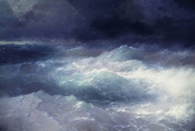 Bland vågorna (Bland vågorna). Målning av Ivan Konstantinovich Alvazosky (1817-1900). Olja på duk, 285 x 429 cm av Ivan Konstantinovich Alvazosky