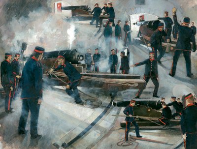 Vapenbesättning, Dartmouth Point Battery-kasematter, Dartmouth Castle, sent 1800-tal, 1990-talet. av Ivan Lapper