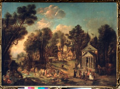 Temple Celebration - Målning av Ivan Michailovich Tankov (Tonkov) (1740-1799), olja på duk av Ivan Michailovich Tankov