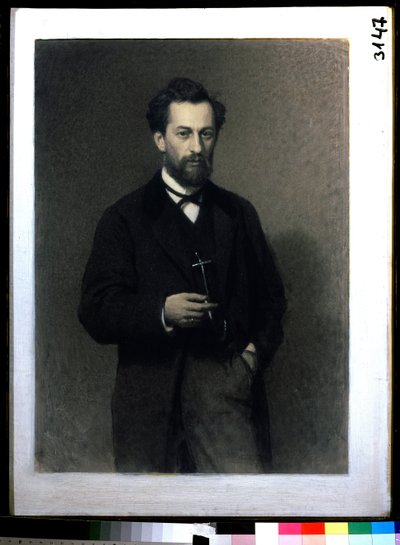 Porträtt av konstnären Mikhail Konstantinovich Klodt baron von Jurgensburg (Michail Clodt, Michael Konstantinow Clodt) (1832-1902) (Porträtt av konstnären M.K.Clodt). Målning av Ivan Nikolayevich Kramskoi (1837-1887), olja på duk av Ivan Nikolaevich Kramskoy