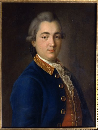 Porträtt av Boris Vladimirovich Sheremetev (1754-1811) i uniform från kavallerigardets regemente. (Porträtt av B.V. Sheremetev i The Uniform Of The Cavalry Guard Regiment). Målning av Ivan Petrovich Argunov (Argounov) (1729-1802), olja på duk av Ivan Petrovich Argunov