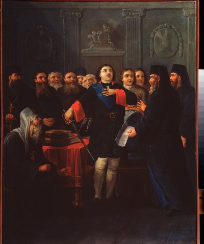 Tsar Peter I grundade den heliga synoden av Ivan Philippovich Tupylev